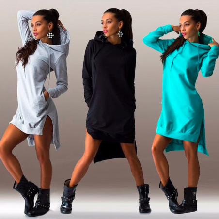 Hoodies & JerséisVestido con capucha para mujer - jersey largo