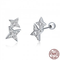 Double crystal stars - silver earringsEarrings