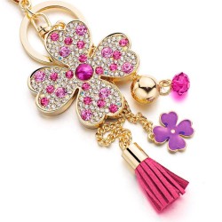 Lucky four leaves clover - crystal keychainKeyrings