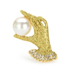 BrochesMano de cristal con perla - broche elegante