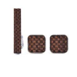 GemelosGemelos cuadrados de madera / pasador de corbata - diseño de cuadros