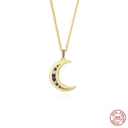 CollarColgante luna de cristal con collar - plata de ley 925