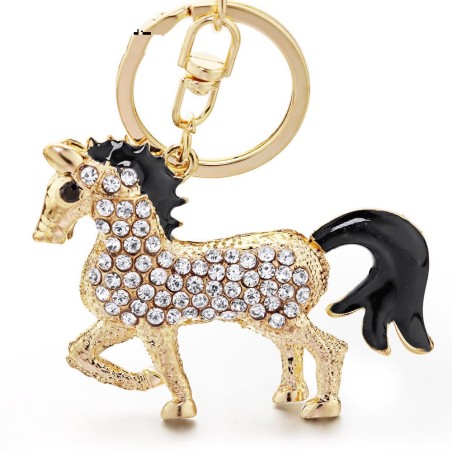 llaveroCaballo de cristal dorado - llavero
