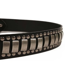 CinturonesCinturón de cuero estilo punk - remaches de metal / hebilla cuadrada