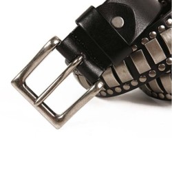 CinturonesCinturón de cuero estilo punk - remaches de metal / hebilla cuadrada