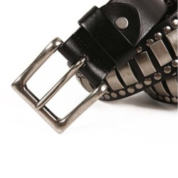Punk style leather belt - metal rivets / square buckleBelts