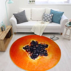 AlfombrasAlfombra redonda decorativa - estampado de frutas - papaya