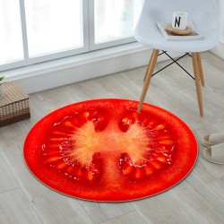AlfombrasAlfombra redonda decorativa - estampado de frutas - tomate