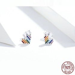 Heart shaped earrings - with rainbow enamelEarrings