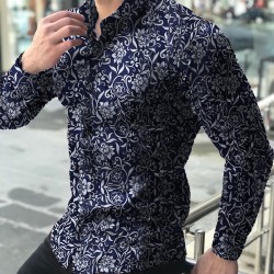 CamisetasCamisa de manga larga de moda - estampado floral - ajuste delgado