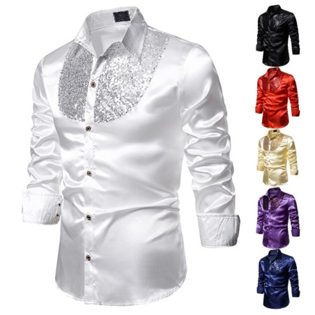 Shiny metallic long sleeve shirt - with decorative sequinsT-shirts