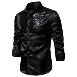 Shiny metallic long sleeve shirt - with decorative sequinsT-shirts