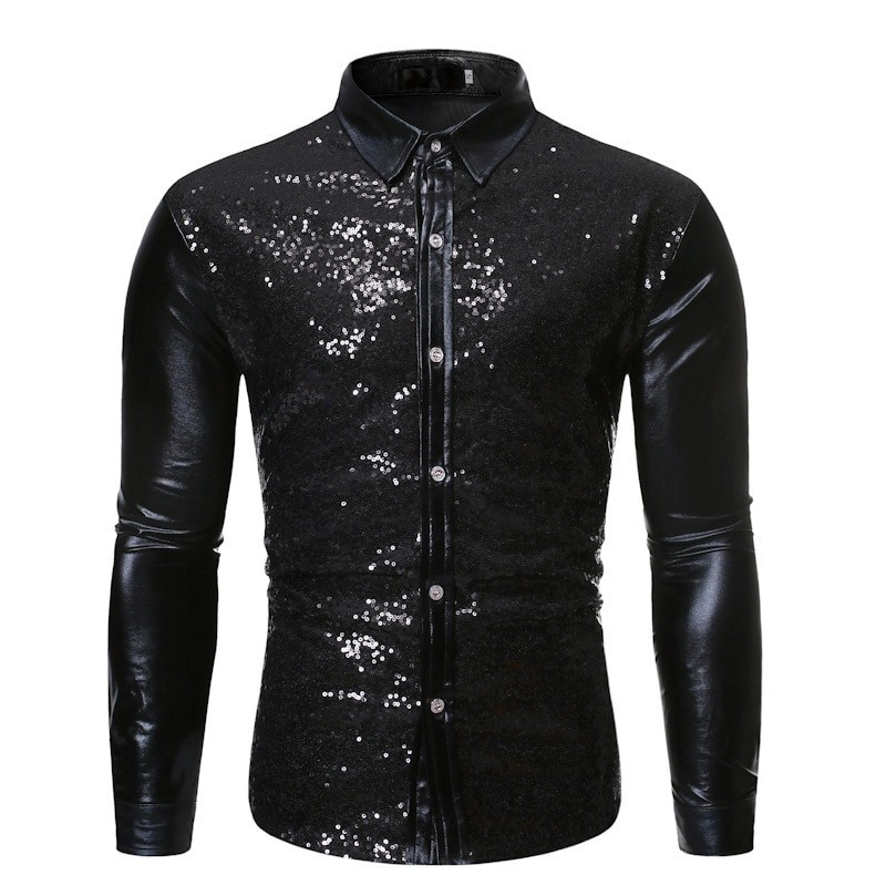 CamisetasCamisa de manga larga metalizada brillante - con adornos de lentejuelas
