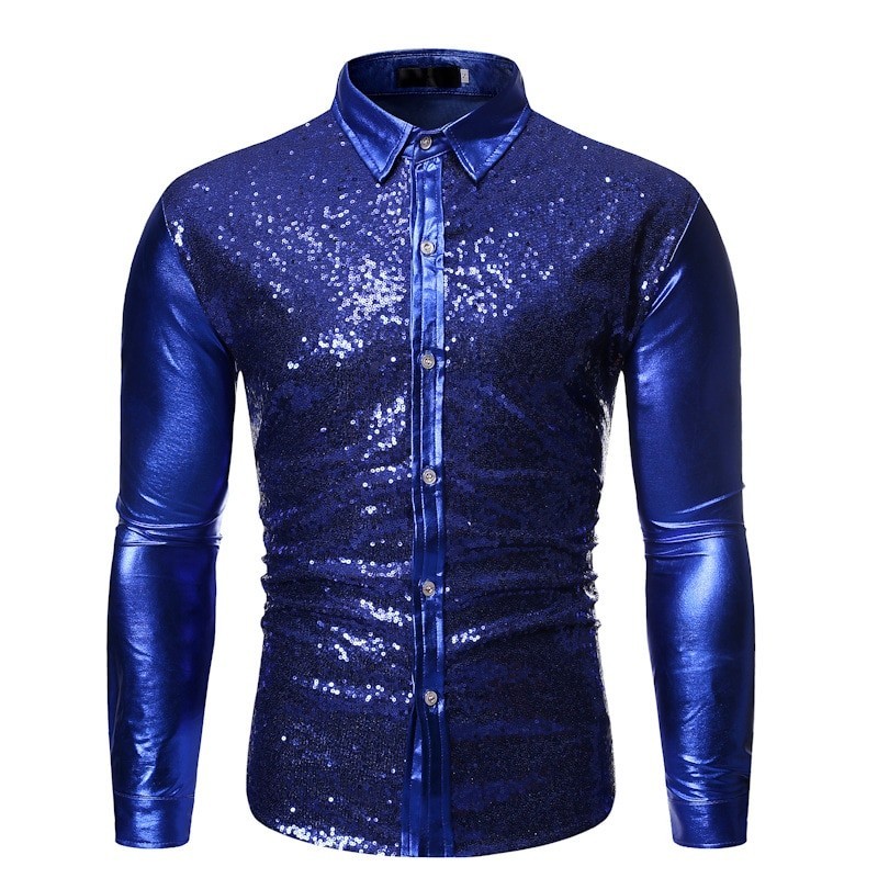 CamisetasCamisa de manga larga metalizada brillante - con adornos de lentejuelas