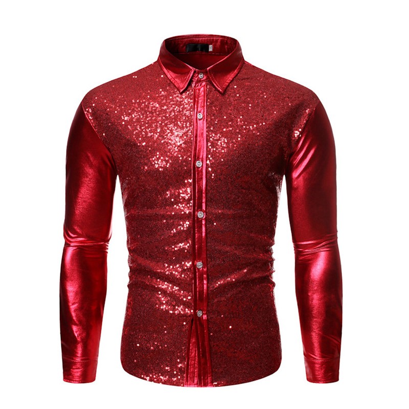 CamisetasCamisa de manga larga metalizada brillante - con adornos de lentejuelas