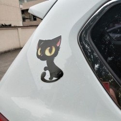 Big eyed black cat - car stickerStickers