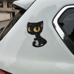 Big eyed black cat - car stickerStickers