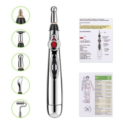 MasajeBolígrafo de masaje eléctrico multifunción - acupuntura - alivio del dolor - rodillo de belleza - con luz láser