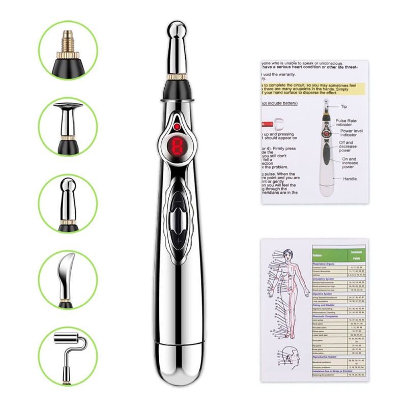 MasajeBolígrafo de masaje eléctrico multifunción - acupuntura - alivio del dolor - rodillo de belleza - con luz láser