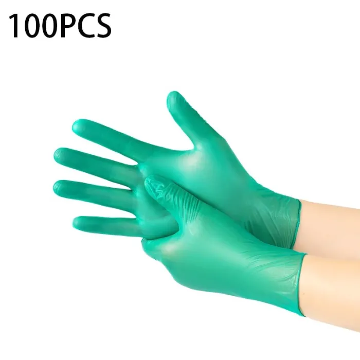 Salud & BellezaGuantes desechables de nitrilo - multiusos - impermeables - verde - 100 piezas
