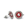 Elegant round silver cufflinks - with crystalsCufflinks