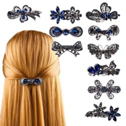 Pinzas de cabelloHorquilla elegante - cristales azules - flores - mariposas - lazos
