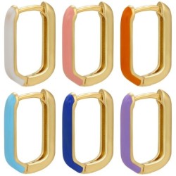 AretesPendientes rectángulo dorado - esmalte de colores