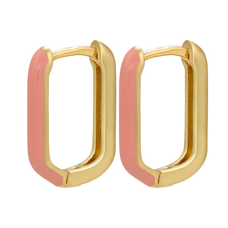 Golden rectangle earrings - colorful enamelEarrings
