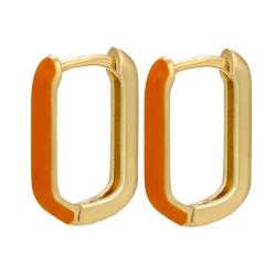 AretesPendientes rectángulo dorado - esmalte de colores