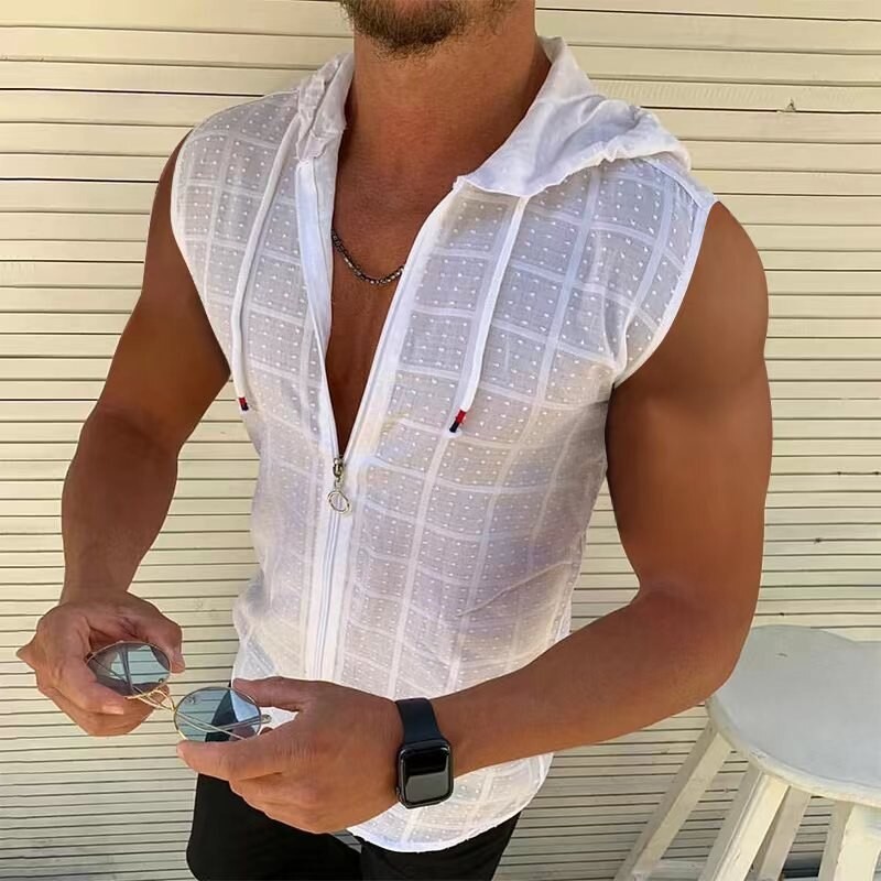 CamisetasChaleco de verano sin mangas - con capucha / cremallera