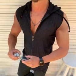 Summer sleeveless vest - with hood / zipperT-shirts