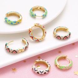 Small hoop earrings - colorful geometric patternEarrings