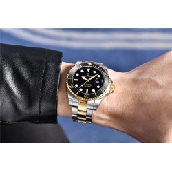 RelojesPagani Design - reloj automático de acero inoxidable - resistente al agua - dorado / negro