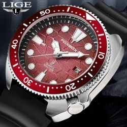 RelojesLIGE - Reloj de cuarzo de acero inoxidable - resistente al agua - correa de silicona - rojo