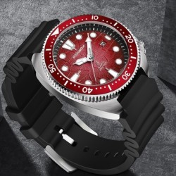 RelojesLIGE - Reloj de cuarzo de acero inoxidable - resistente al agua - correa de silicona - rojo