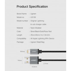 Ugreen - 24A MFi - USB to lightning - data cable - fast chargerCables