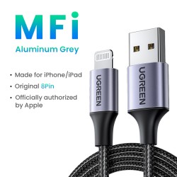 CablesUgreen - 24A MFi - USB a lightning - cable de datos - cargador rápido