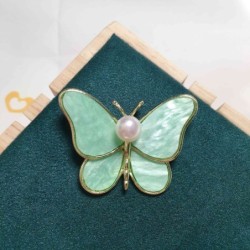 Shell butterfly with pearl - broochBrooches