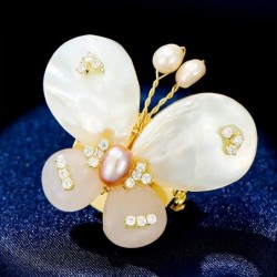 BrochesMariposa de concha de perla - con cristales / perlas