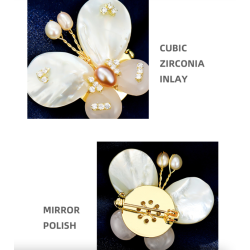BrochesMariposa de concha de perla - con cristales / perlas