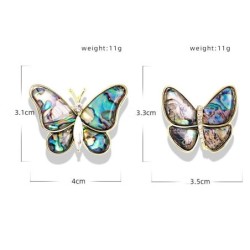 Colorful shell butterfly - with crystal - broochBrooches