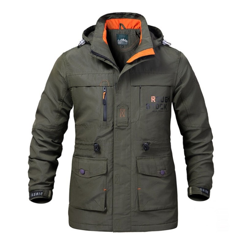 ChaquetasChaqueta militar con capucha para hombre - a prueba de viento - impermeable