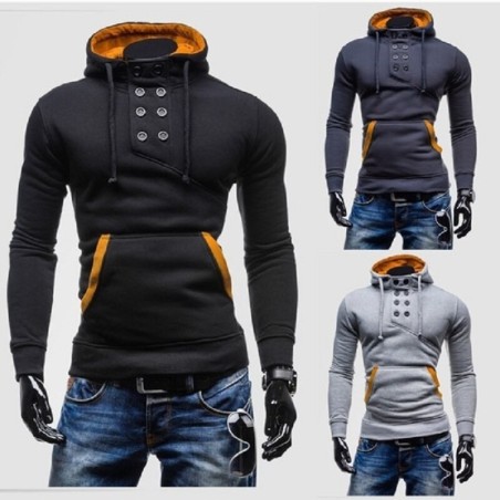 Warm hoodie - with collar buttonsHoodies & Sweatshirt