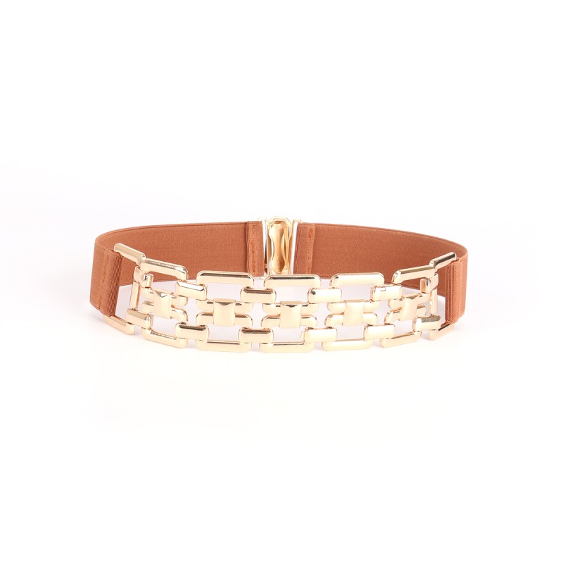 CinturonesCinturón elástico de moda - con cadena decorativa de metal dorado