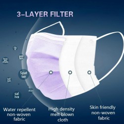 Disposable face / mouth masks - 3 layer - anti-dust - anti bacterial - purpleMouth masks