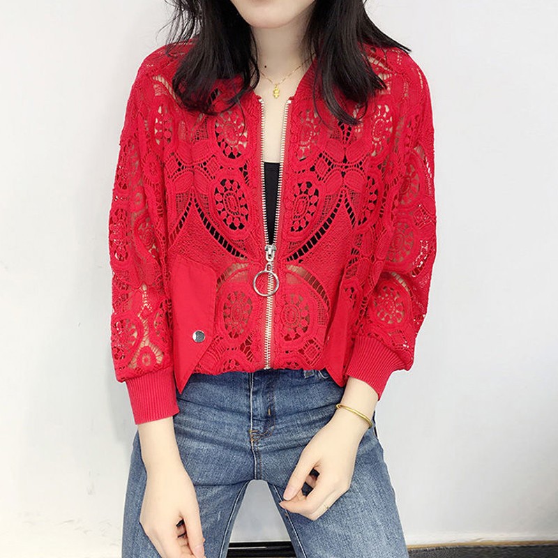 Long sleeve lace jacket - with a zipperJackets