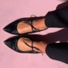 ZapatosBailarinas elegantes de piel - con cordones