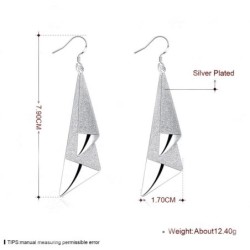 AretesPendientes largos geométricos de plata escarchada