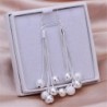 Long silver earrings - chains with beadsEarrings