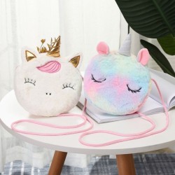 BolsasBandolera pequeña redonda de peluche - unicornio - oso - rana